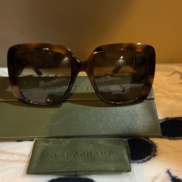 NWT Longchamp Brown Women Sunglasses With Collapsable Case & Cloth - Picture 6 of 8
